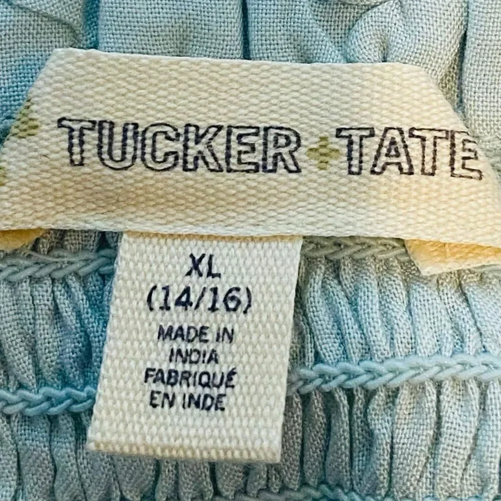 Tucker + Tate Girls Ruffled Smocked Sleeveless Babydoll Light Blue Tank Top Size